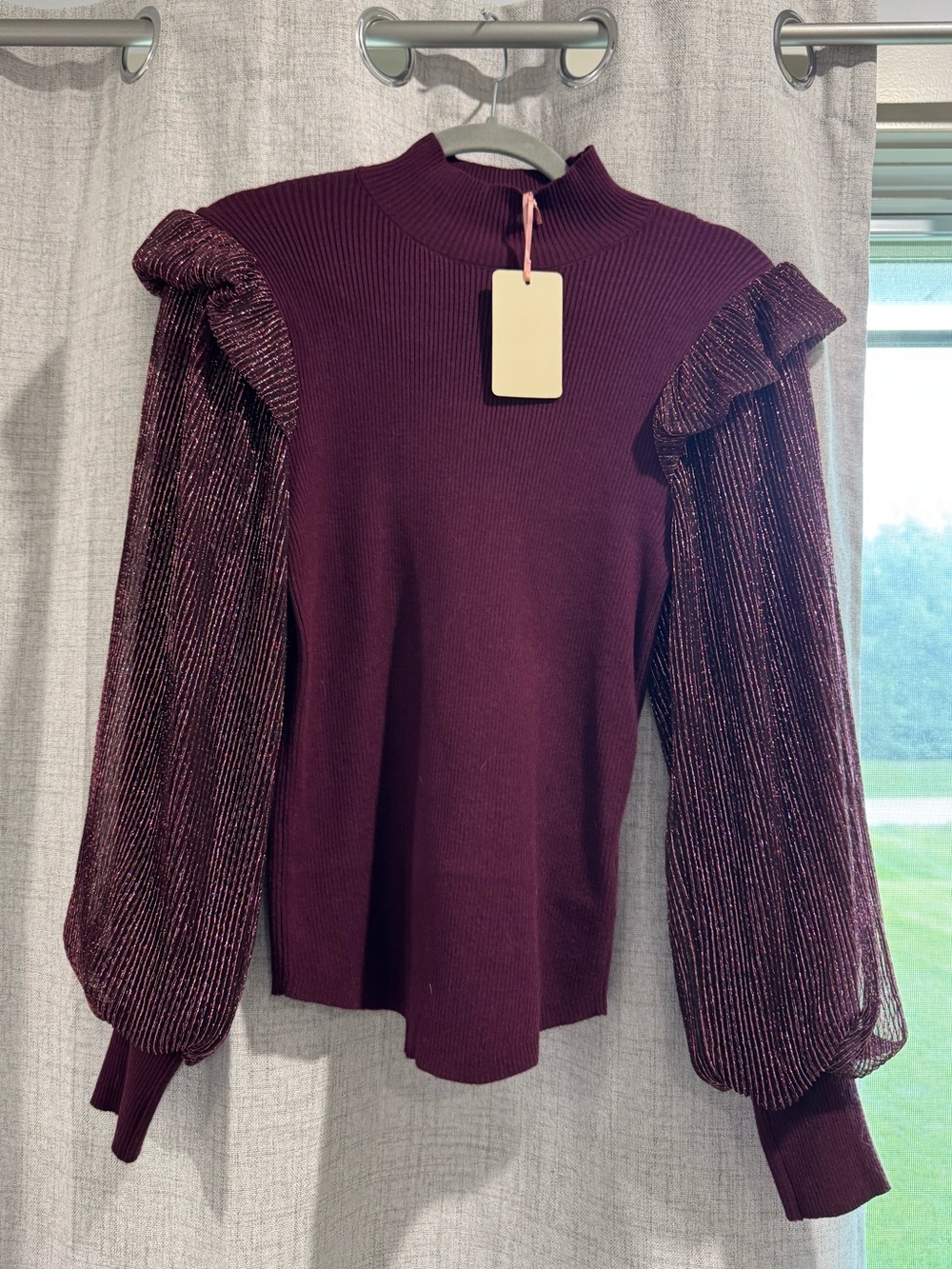 entro Plum Ribbed Mock-Neck Sweater - Picture 1 of 3